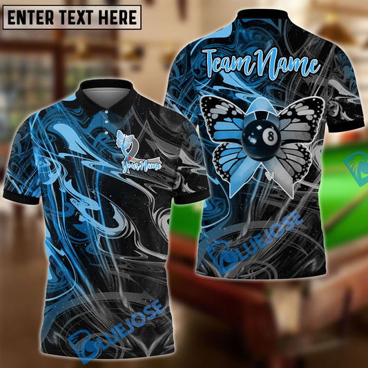 BlueJose Billiards Ball 8 Butterfly For Awareness Personalized Name, Team Name Unisex Shirt (4 Colors)