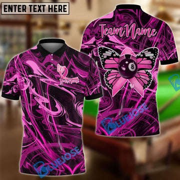 BlueJose Billiards Ball 8 Butterfly For Awareness Personalized Name, Team Name Unisex Shirt (4 Colors)