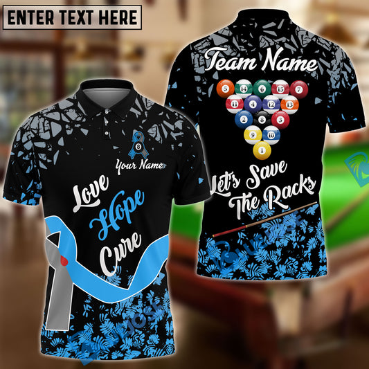 BlueJose Billiards Ball 8 Love Hope Cure For Awareness Personalized Name, Team Name Unisex Shirt (4 Colors)