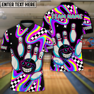 BlueJose Bowling And Pins Cool Shades Customized Name, Team Name 3D Shirt