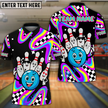 BlueJose Bowling And Pins Party Squad Customized Name, Team Name 3D Shirt