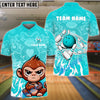 BlueJose Bowling And Pins Cute Baby Monkey Customized Name, Team Name 3D Shirt (4 Colors)