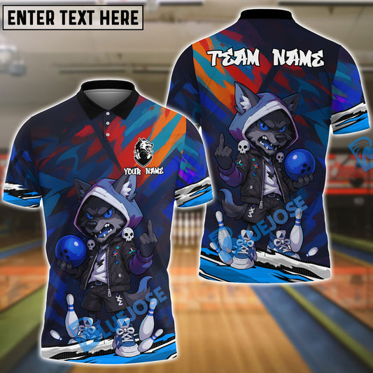 BlueJose Bowling And Pins Street Wolf Graffiti Urban Style Customized Name, Team Name 3D Shirt (4 Colors)
