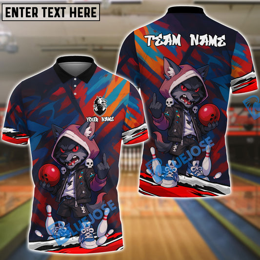 BlueJose Bowling And Pins Street Wolf Graffiti Urban Style Customized Name, Team Name 3D Shirt (4 Colors)