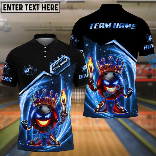 BlueJose Bowling And Pins Crown Flame Black Gold Lightning Customized Name, Team Name 3D Shirt (4 Colors)