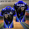 BlueJose Bowling And Pins Lightning Bowling Ball Character Customized Name, Team Name 3D Shirt (4 Colors)