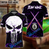 BlueJose Billiards 8 Ball Punisher Skull Crossing Cue Personalized Name, Team Name Unisex Shirt (4 Colors)