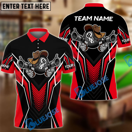 BlueJose Billiards 8 Ball Cowboy Gunny Premium Personalized Name, Team Name Unisex Shirt (4 Colors)