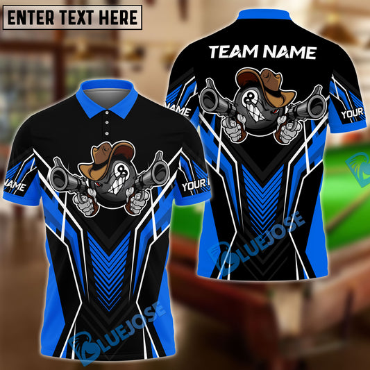 BlueJose Billiards 8 Ball Cowboy Gunny Premium Personalized Name, Team Name Unisex Shirt (4 Colors)