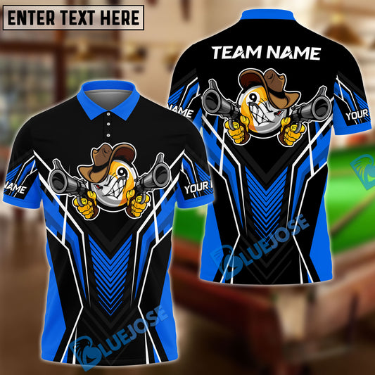 BlueJose Billiards 9 Ball Cowboy Gunny Premium Personalized Name, Team Name Unisex Shirt (4 Colors)