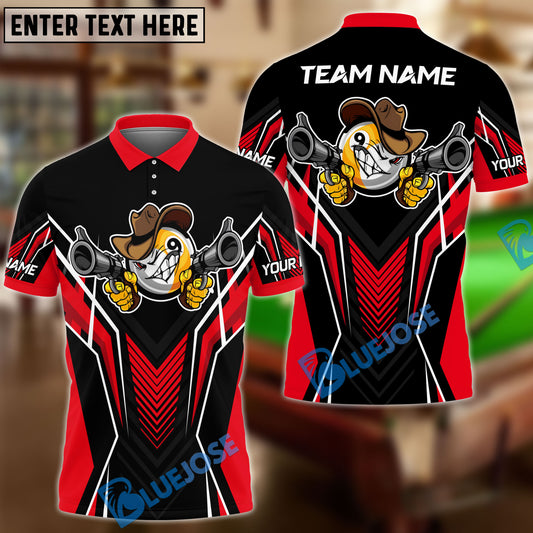 BlueJose Billiards 9 Ball Cowboy Gunny Premium Personalized Name, Team Name Unisex Shirt (4 Colors)