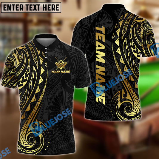 BlueJose Billiards 8 Ball Maori Gold Personalized Name, Team Name Unisex Shirt (4 Colors)