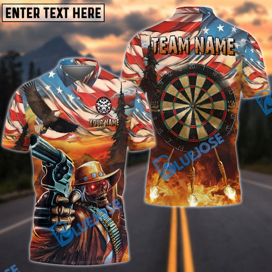 BlueJose Darts American West Cowboy Skull Personalized Name Shirt