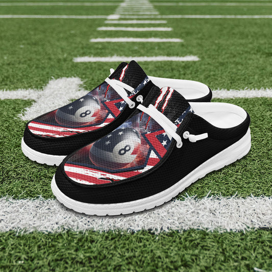 BlueJose Billiards 8 Ball American Flag Patriot Mesh Dude Shoes
