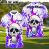 BlueJose Flaming Skull Golf Polo Customized Name, Team Name 3D Shirts (4 Colors)