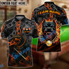 BlueJose Billiards 9-Ball Pitbull Flame Chain Personalized Name Shirt (4 Colors)