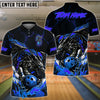 BlueJose Bowling & Pins Flame Aura Dragon Customized Name, Team Name 3D Shirt (4 Colors)