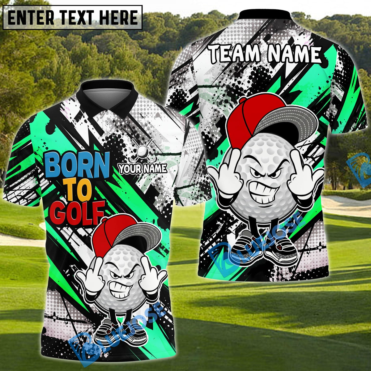 BlueJose Born To Golf ‚Äì Street Swing Golf Polo Customized Name, Team Name 3D Shirts (4 Colors)