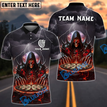 BlueJose Darts Wizard Skull Magic Multicolor Options Personalized Name Shirt (6 Colors)