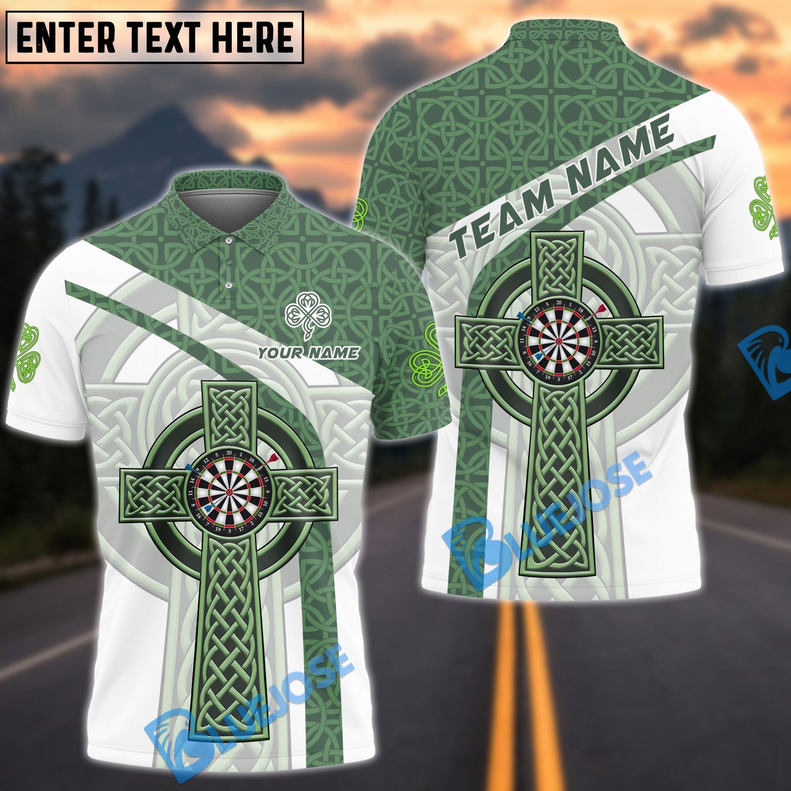 BlueJose Darts Irish Cross Pattern Personalized Name Shirt