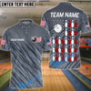 BlueJose Bowling American Flag Gray Personalized Name, Team Name 3D Shirt