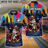 BlueJose Bowling & Pins Graffiti Street Lane King Customized Name, Team Name 3D Shirt (4 Colors)