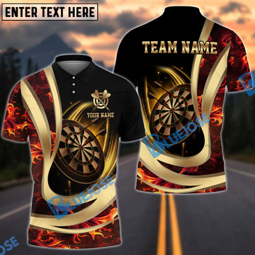 BlueJose Darts Luxury Gold Flame Dartboard Premium Personalized Name, Team Name Unisex Shirt (6 Colors)