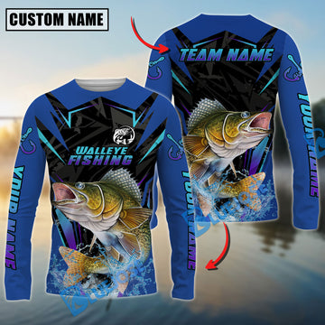 Bluejose Walleye Fishing Neon Sport Jersey Style Custom Name & Team Name 3D Shirts