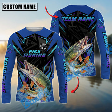 Bluejose Pike Fishing Neon Sport Jersey Style Custom Name & Team Name 3D Shirts