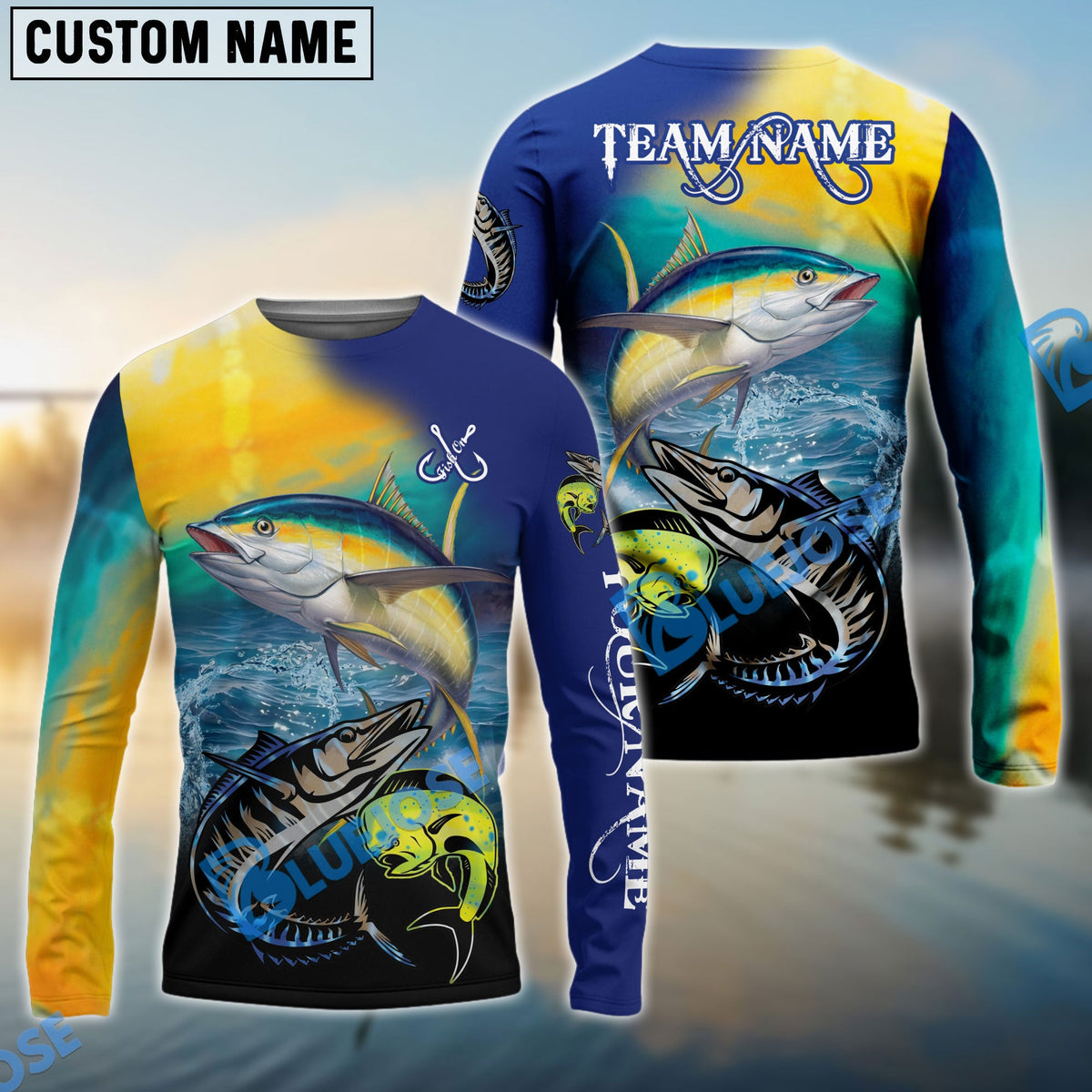 Bluejose Tuna Fishing Ocean &amp; Lake Custom Name &amp; Team Name 3D Shirts
