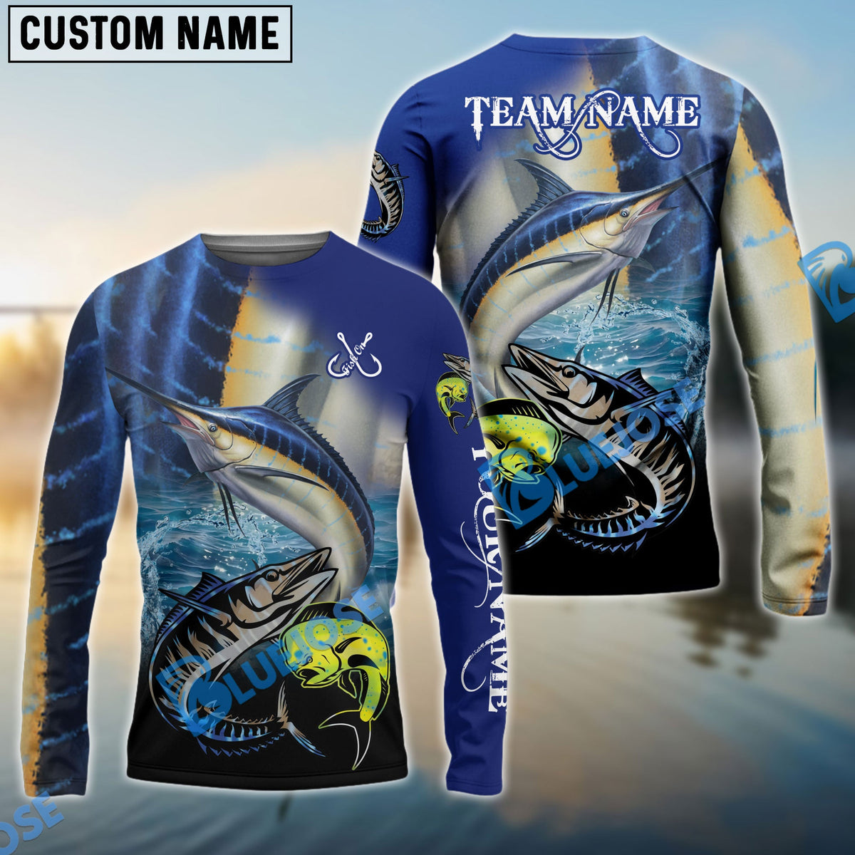 Bluejose Marlin Fishing Ocean &amp; Lake Custom Name &amp; Team Name 3D Shirts