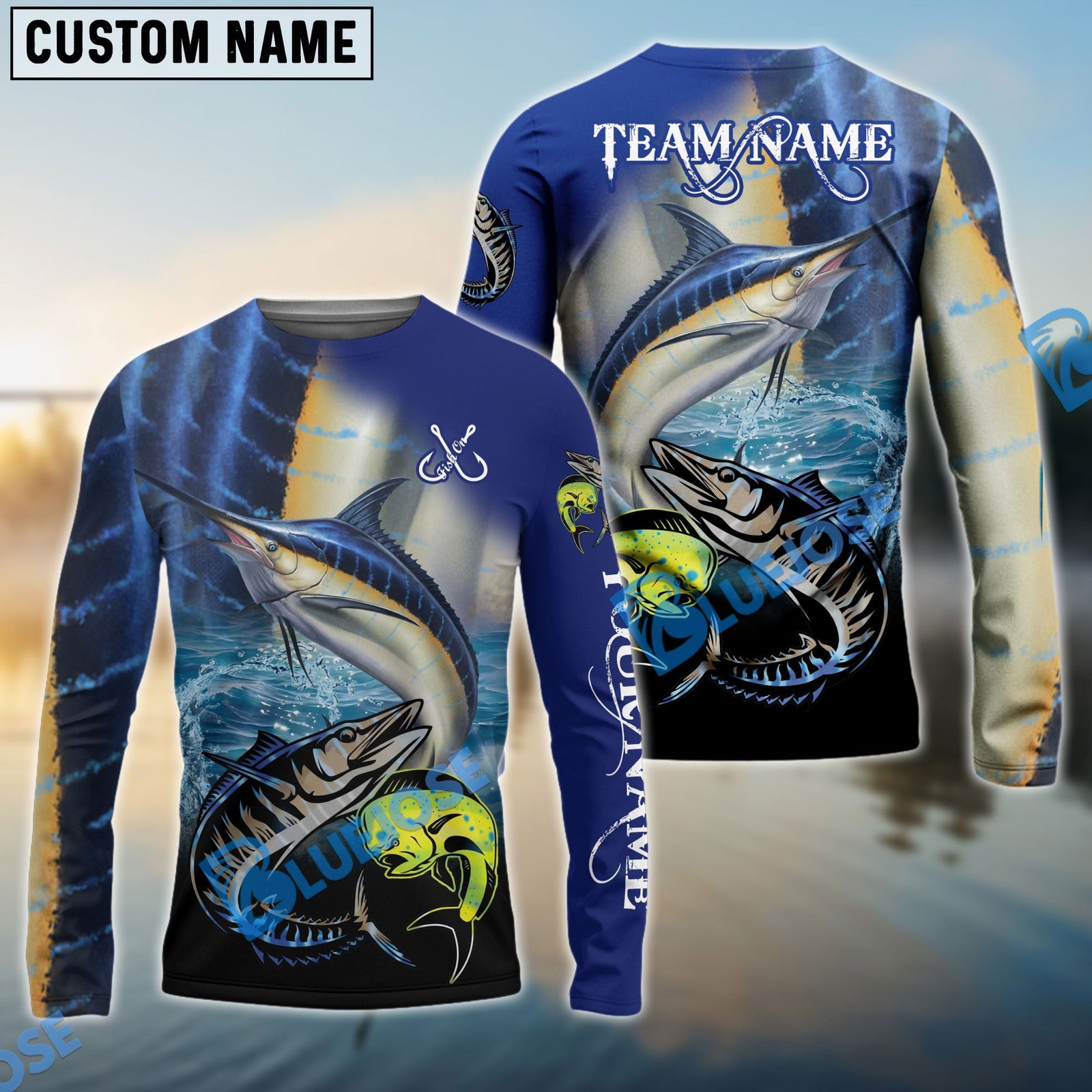 Bluejose Marlin Fishing Ocean & Lake Custom Name & Team Name 3D Shirts