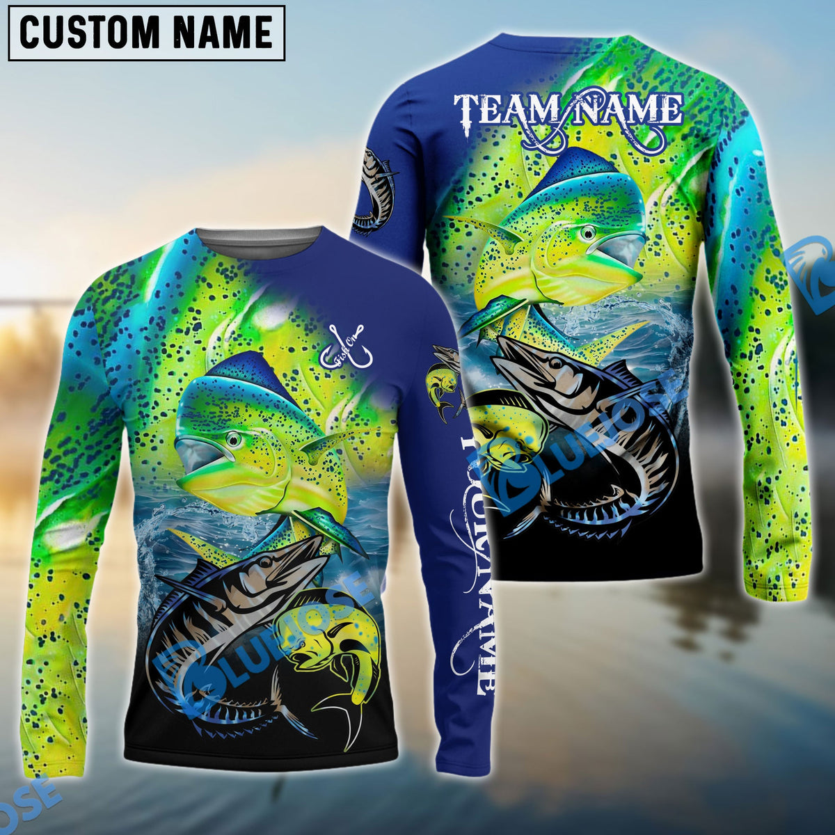 Bluejose Mahi-Mahi Fishing Ocean &amp; Lake Custom Name &amp; Team Name 3D Shirts