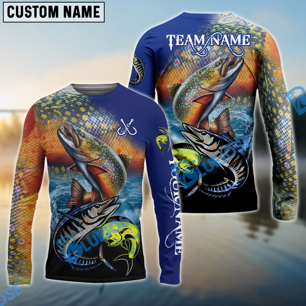 Bluejose Trout Fishing Ocean &amp; Lake Custom Name &amp; Team Name 3D Shirts