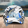 BlueJose Fishing White Black Curve Pattern Design Personalized Cap (13 Breeds)