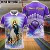 BlueJose Bowling And Pins Celestial Mother Mary Our Lady of Victory Customized Name, Team Name 3D Shirt (4 Colors)
