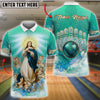 BlueJose Bowling And Pins Celestial Mother Mary Our Lady of Victory Customized Name, Team Name 3D Shirt (4 Colors)