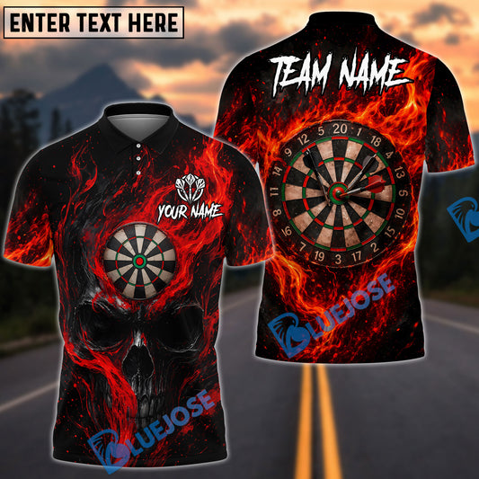 BlueJose Darts Skull Flame Curved Smoke Dartboard Design Personalized Name, Team Name Unisex Shirt (4 Colors)