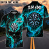 BlueJose Darts Skull Flame Curved Smoke Dartboard Design Personalized Name, Team Name Unisex Shirt (4 Colors)