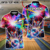 BlueJose Bowling And Pins Vibrant Nebula Customized Name, Team Name 3D Shirt (4 Colors)
