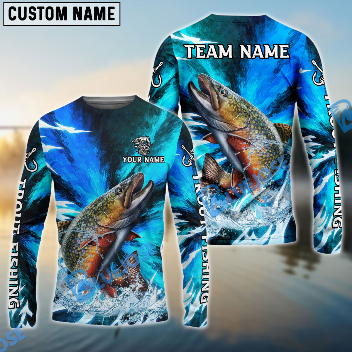 Bluejose Trout Fishing Sharp Strike Custom Name &amp; Team Name 3D Shirts