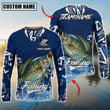 Bluejose Crappie Fishing Tribal Blue Custom Name & Team Name 3D Shirts