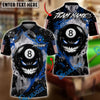 BlueJose Billiards Ball 8 Evil Fire Monster American Flag Personalized Name Shirt (4 Colors)