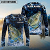 Bluejose Fishing Dark Navy Hexagon Water Splash Pattern Custom Name & Team Name 3D Shirts (12 Breeds)