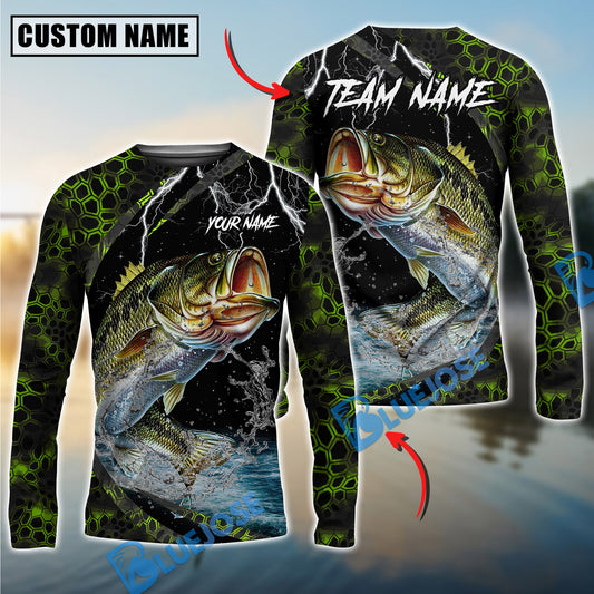 Bluejose Fishing Green Thunder Strike Custom Name & Team Name 3D Shirts (12 Breeds)