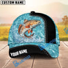 BlueJose Fishing Light Blue Water Texture Black Trim Personalized Name Classic 3D Cap Personalized Cap (13 Breeds)