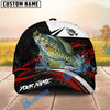 BlueJose Fishing Black Red Abstract Stripe Personalized Name Classic 3D Cap (13 Breeds)