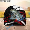 BlueJose Fishing Black Red Abstract Stripe Personalized Name Classic 3D Cap (13 Breeds)