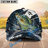 BlueJose Fishing Black White Crack Texture Splash Personalized Name Classic 3D Cap (13 Breeds)