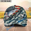 BlueJose Fishing American Flag Blue Camouflage Personalized Name Classic 3D Cap (13 Breeds)
